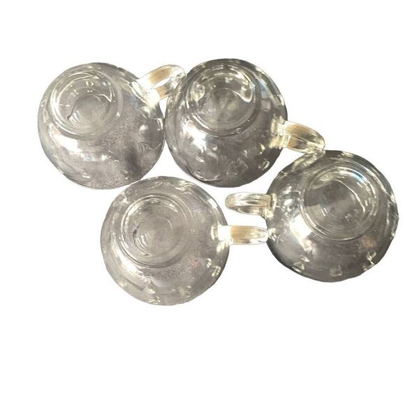 Vintage Hazel Atlas Set Lot of 4 Teardrop Clear Glass Mid Century Teacups Classy - Picture 6 of 10